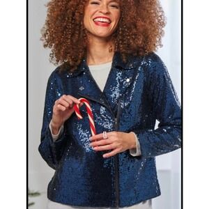 Colleen Lopez Dazzling Blue Jacket with‎ Sparkle NWT L